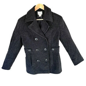 St. Johns Bay Size S Wool Cashmere Mid Length Pea Coat Double Breasted Winter